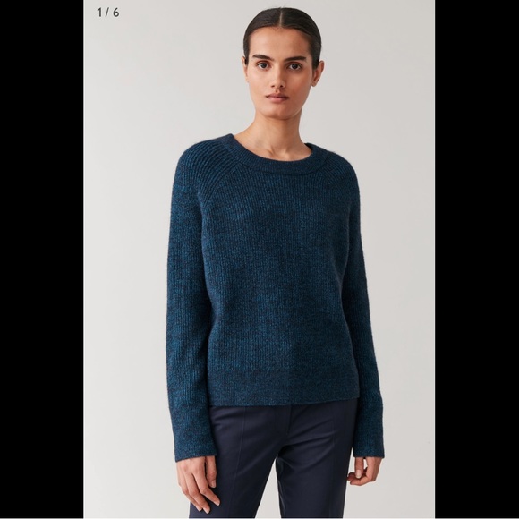 COS Blue Heather Crew Neck Sweater - Picture 1 of 9